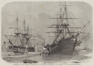 Reshipment of the Atlantic Telegraph Cable on Board the Agamemnon, and Niagara in Keyham Basin